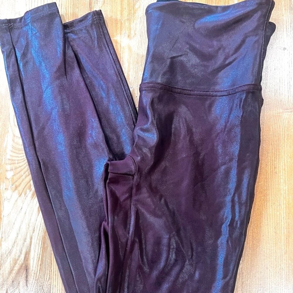 LUXURY VIBES – SPANX Liquid Faux Leather Leggings | Wine | Size M - Picture 3 of 5